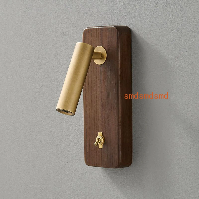 With Switch Wall Lamp Gold Silver Brass Wooden Lighting Fixtures For Bedroom Reading Hotel Office E27 Bulb