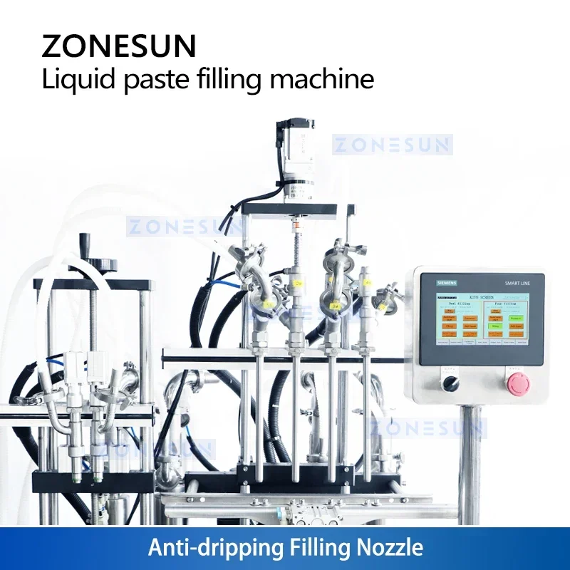 Zonesun آلة تعبئة النظام المزدوج السائل حشو آلة تعبئة المعجون السميك المكبس حشو مضخة مغناطيسية ZS-SVYT4D