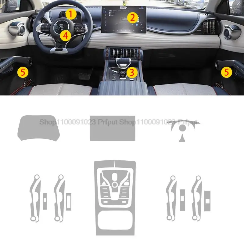 For BYD Atto 3 Yuan Plus 2022 2023 Car Interior Center Console Transparent TPU Protective Film Anti-scratc Film Accessories