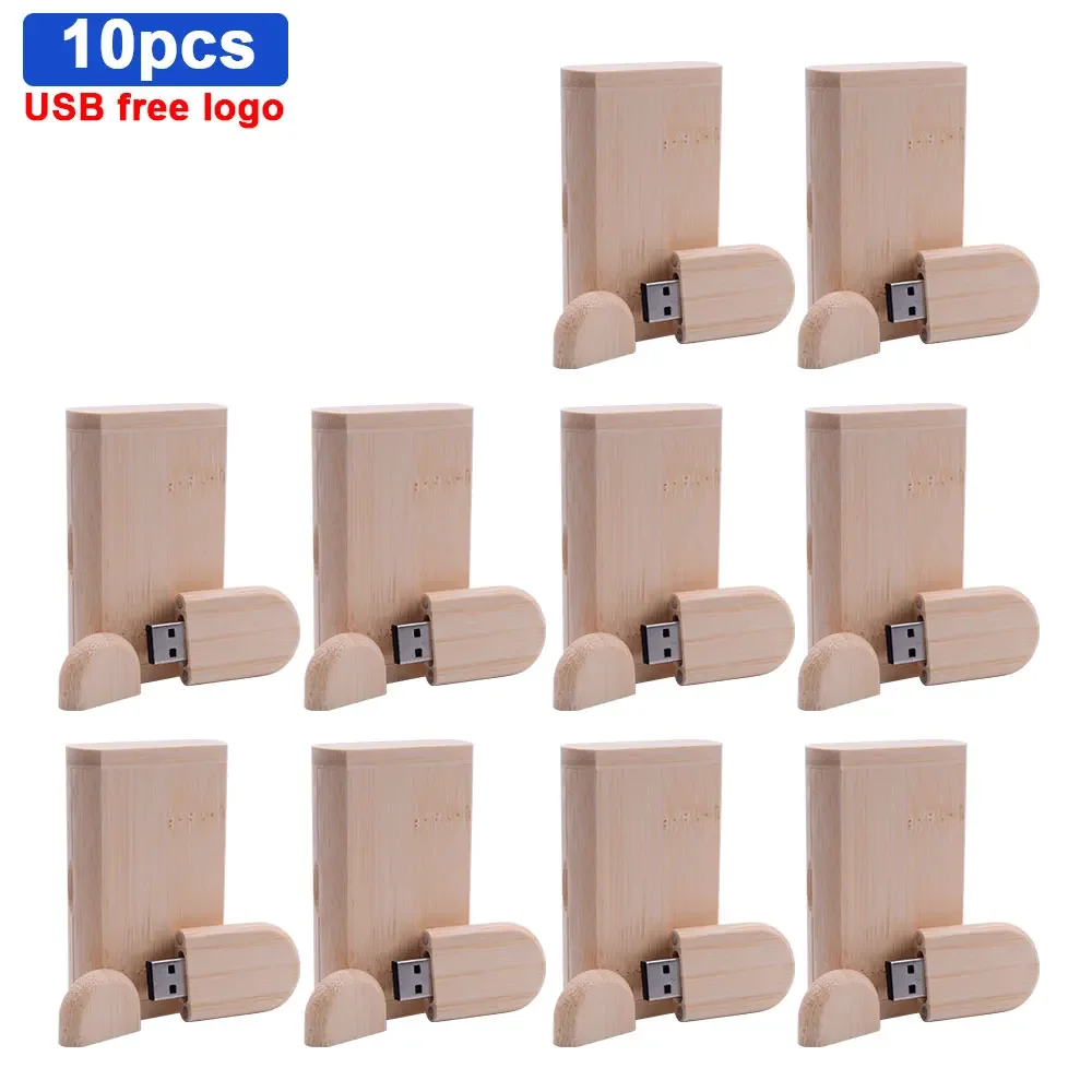 10 unids/lote USB 2,0 (LOGO personalizado gratis) Usb de madera con caja unidad Flash USB Pendrive 4GB 8GB 16GB 32GB 64GB memoria para regalo