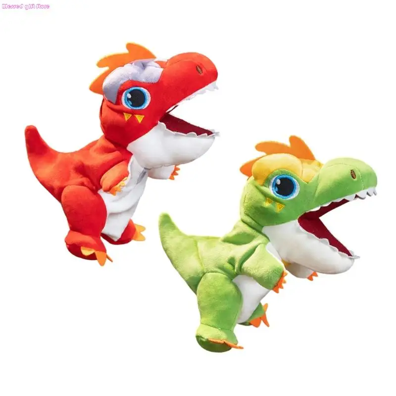 D0JC Dinosaur Plush Toy Green Hand Puppet voor creatief rollenspel zacht knuffels Childrens Educational Pretend Game