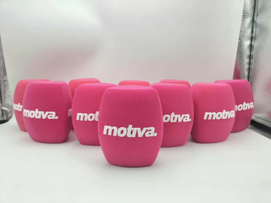 3 pcs Triangle Flocking mic Sponge Printing Customized Microphone foam windshield video mic windscreen For TV Stations Interview
