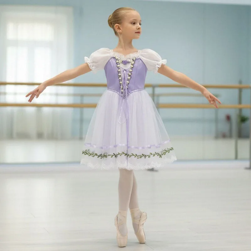

Kids Romantic Long Ballet Dress Girls Sequins Tassel Modern Dance Tutu Stage Wear Princess Costume for Children