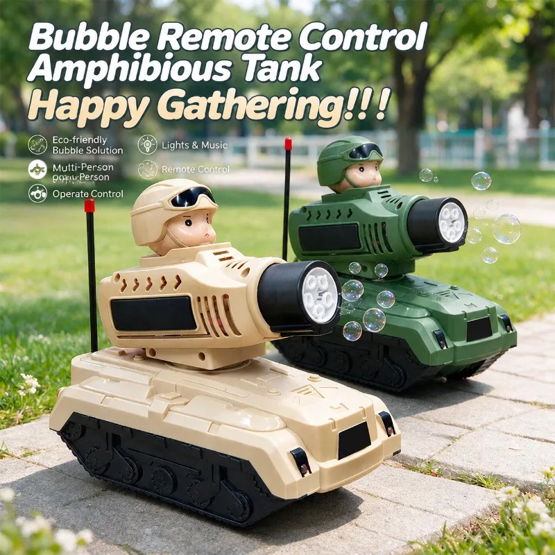 remote-controlled-tank-toy-mist-bubble-blower-one-click-foam-release-all-terrain-rolling-vehicle-competitive-play-gear