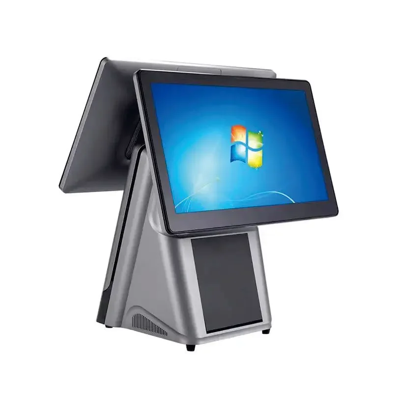 Dual touch screen 15.6inch pos system smart desktop tablet pc all in one cashless payment pos cashier machine