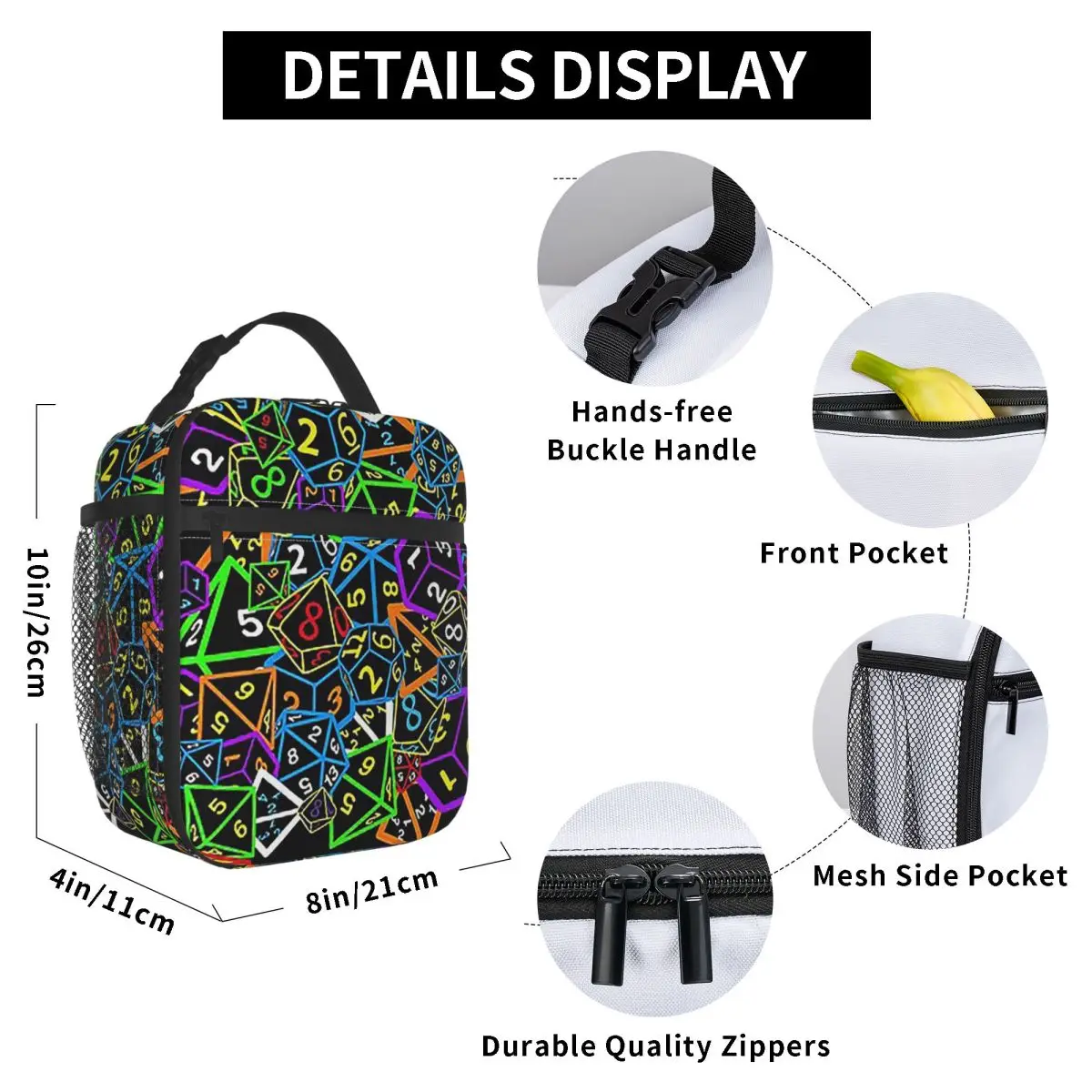 D And D (Dungeons And Dragons)- his Is How I Roll! Insulated Lunch Bag for Women Office Cooler Thermal Food Box Tote Lunch Boxes