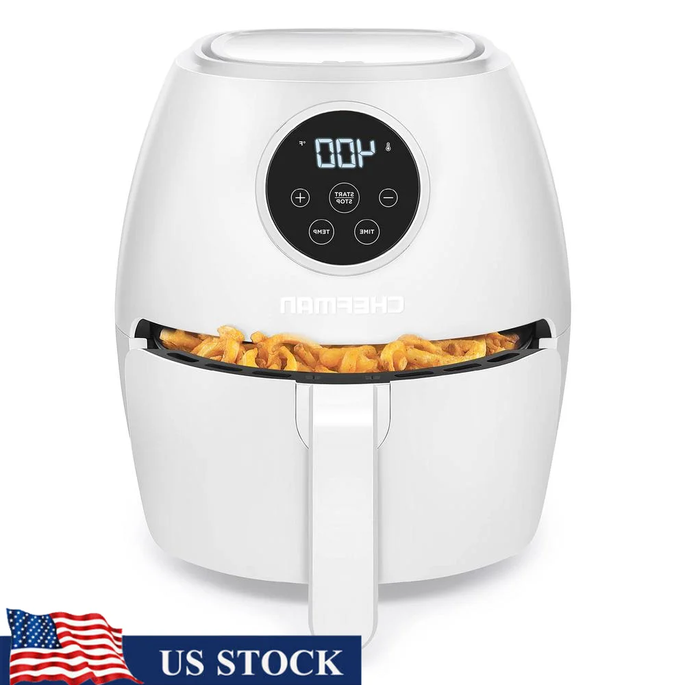 Small Air Fryer Healthy Cooking 3.7Qt Nonstick Digital Touch Screen Timer Auto Shutoff Compact Design Easy Cleanup Family Size