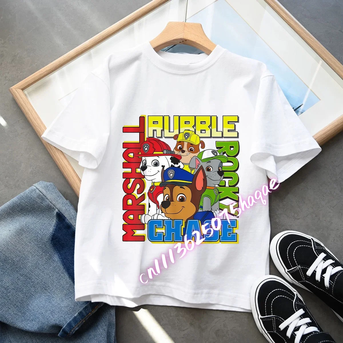 Boys Girls Summer Short Sleeve 100% Cotton Kids T-Shirt for Paw Patrol Casual Top with Cartoon Printed Fashion Outfit Gift image 6