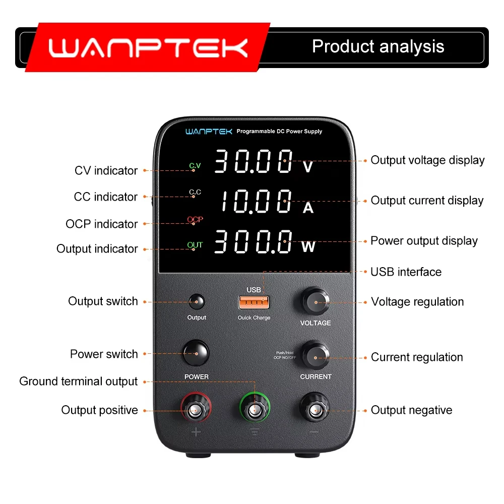 Wanptek WPS1602B DC Power Supply 160V 2A Precision Adjustable Laboratory Bench regulated Power Source 220V/110v