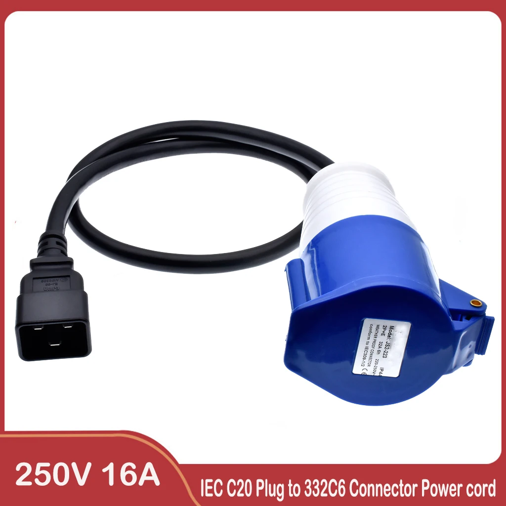 Штепсельная Вилка IEC C20 на 332C, подключите устройство с входом IEC309 332P6 или подключите к розетке IEC320 C19, 16 А