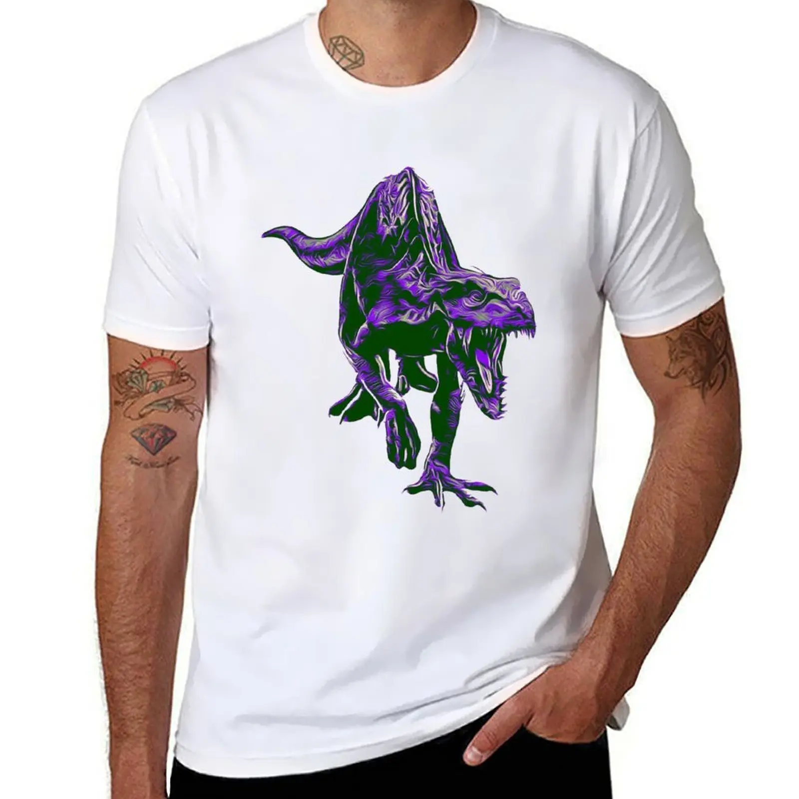 

IndoRaptor - Dinosaur Print T-Shirt funny t shirts dark humor t shirts for man pack cotton T-Shirt