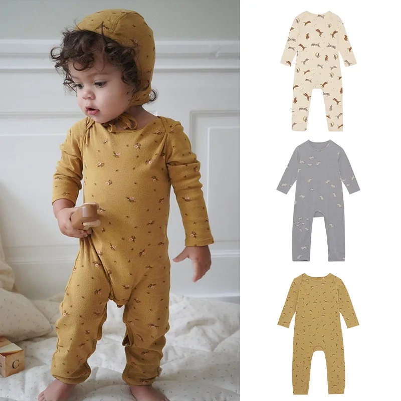 American Style Long Sleeve Animal Baby Bodysuit Infant Jumpsuit 0-24 Months