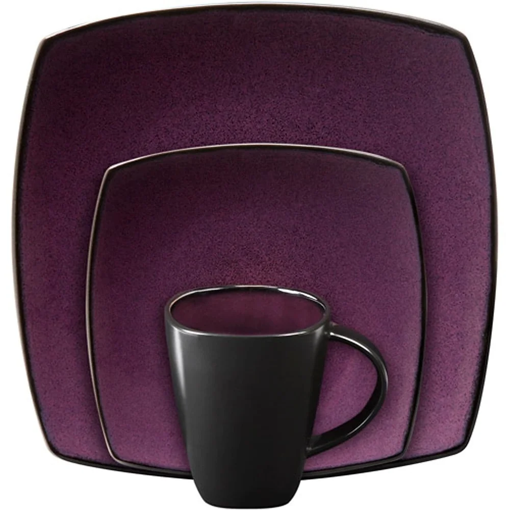 

16-Piece Stoneware Dinnerware Set Includes Dinner Plates Dessert Plates Bowls Mugs Microwave Dishwasher Safe Durable Finish