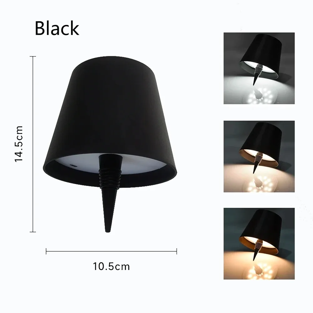 Wireless Table Lamp LED Wine Bottle Base Rechargeable Vases Light Touch Switch Bar Dining Lamp