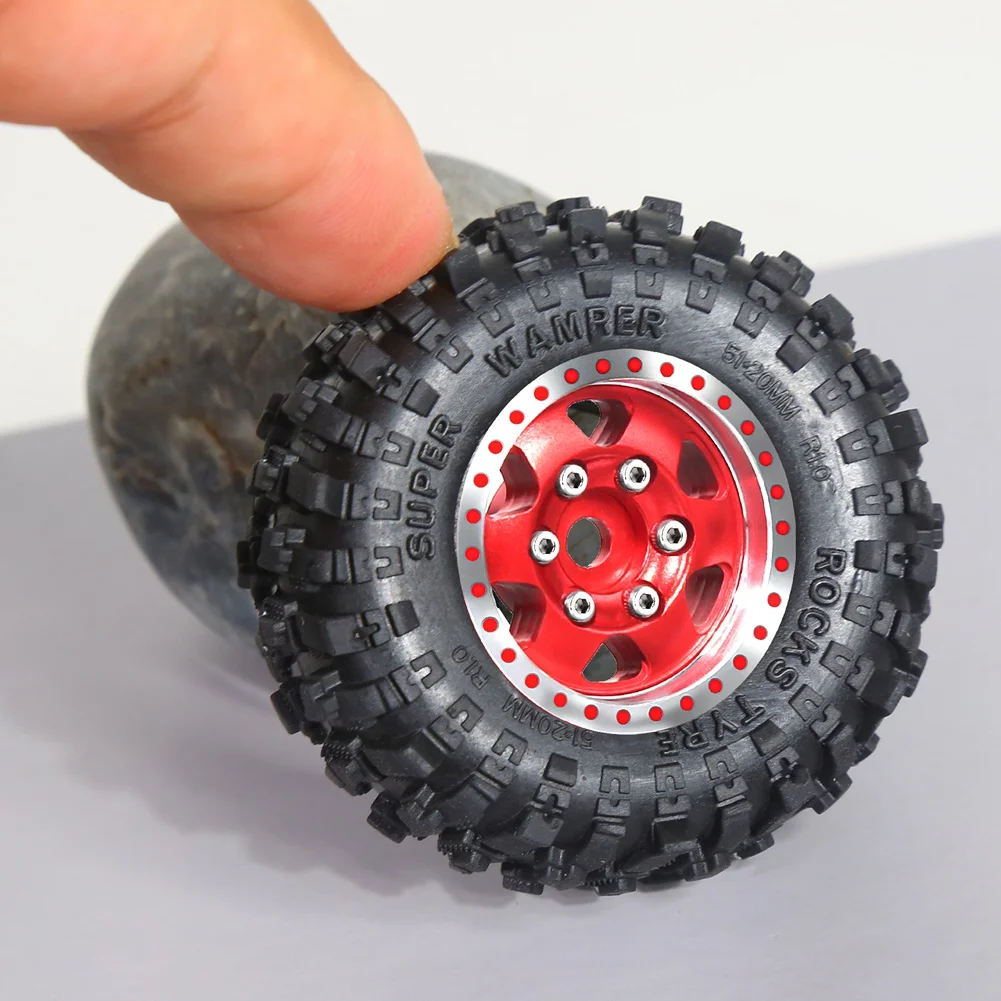 4Pcs 51Mm 1,0 Zoll Metall Beadlock Rad Reifen Set Für 1/18 1/24 RC Crawler Auto TRX4M SCX24 AX24 FCX24 Upgrade Teile