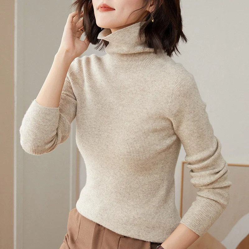 WinvyNee Women Clothing Merino Wool Sweater Slim Long Sleeve Top Turtleneck Jumper Soft Warm Knitted Pullover Autumn A1263004