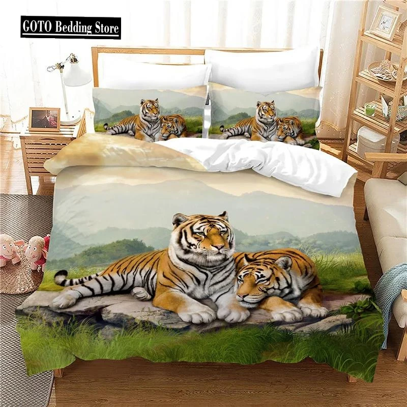 

Dropshipping Bedding Sets 100% Print 3d Tiger Duvet Cover Set Double Bed Bedroom Set Beddings 3pcs Quilt Cover Pillowcase Animal