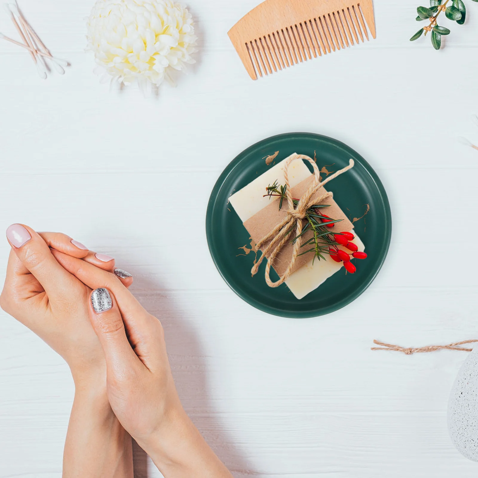 

Marble Pattern Ceramic Soap Dish Nordic Style Bathroom Shower Tray Holder Hand Soap Container Multipurpose Storage