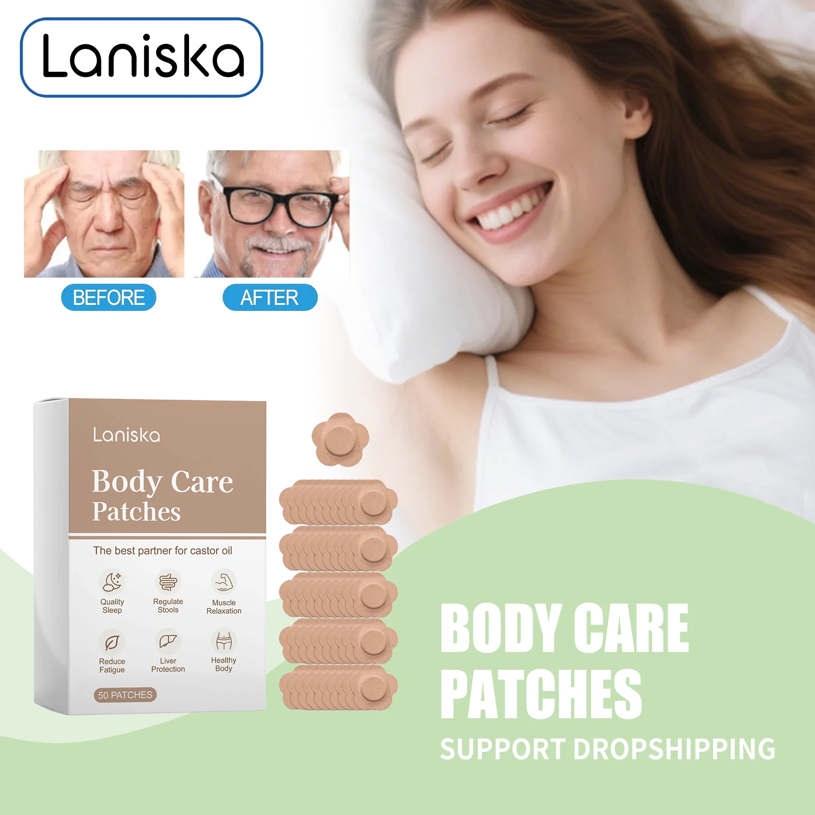 

Body Care Patches Relieve Fatigue Stress Relax Tense Mood Promote Deep Sleep Aid Improve Constipation Stomach Digestive Stickers