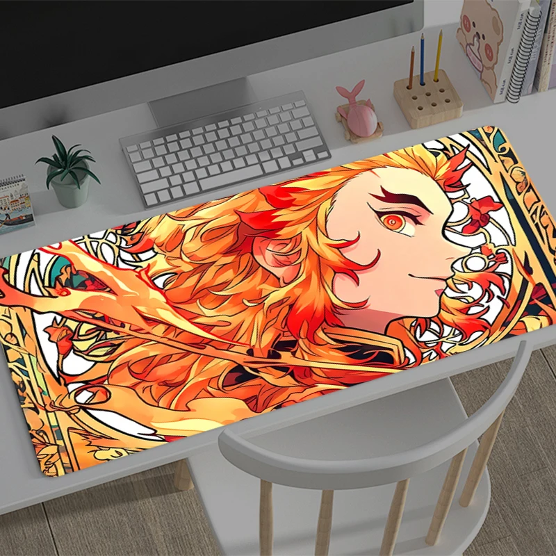 

Mousepad New Demon Slayer Rengoku Kyoujurou Large Mouse Mat MousePads Game Office Carpet Soft non-slip Desktop PC game Mouse Pad