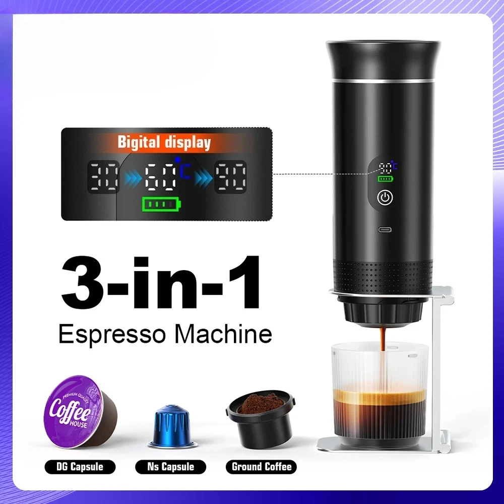 

Portable Espresso Machine With Digital Outdoor Portable Display 3-in-1 Capsule Coffee Maker for Car & Home Camping Coffee Maker
