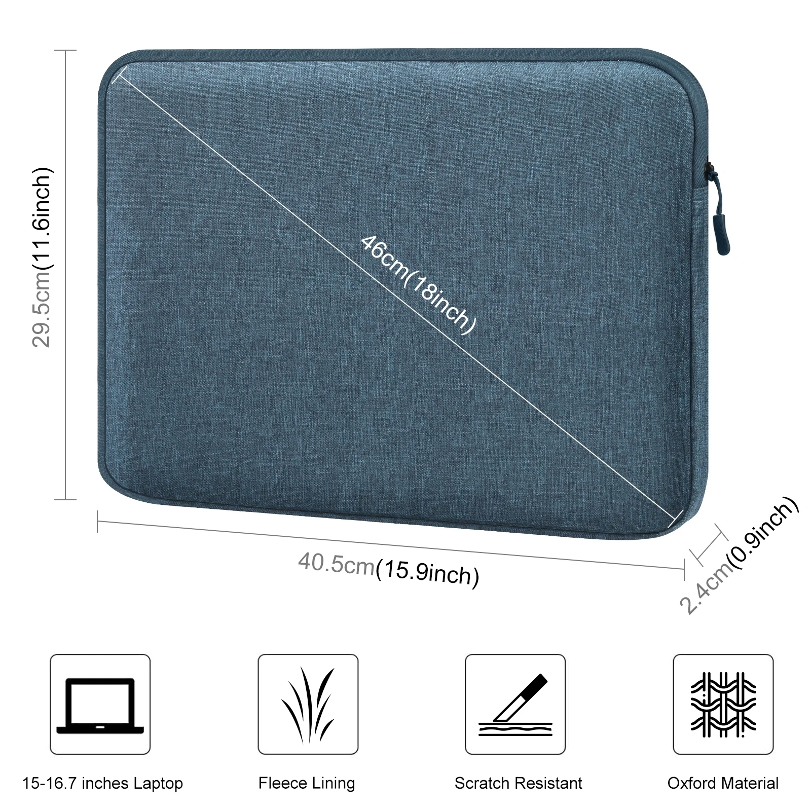 HAWEEL 16 inch Laptop Sleeve Case Zipper Briefcase Bag for 15-16.7 inch Laptop image 3