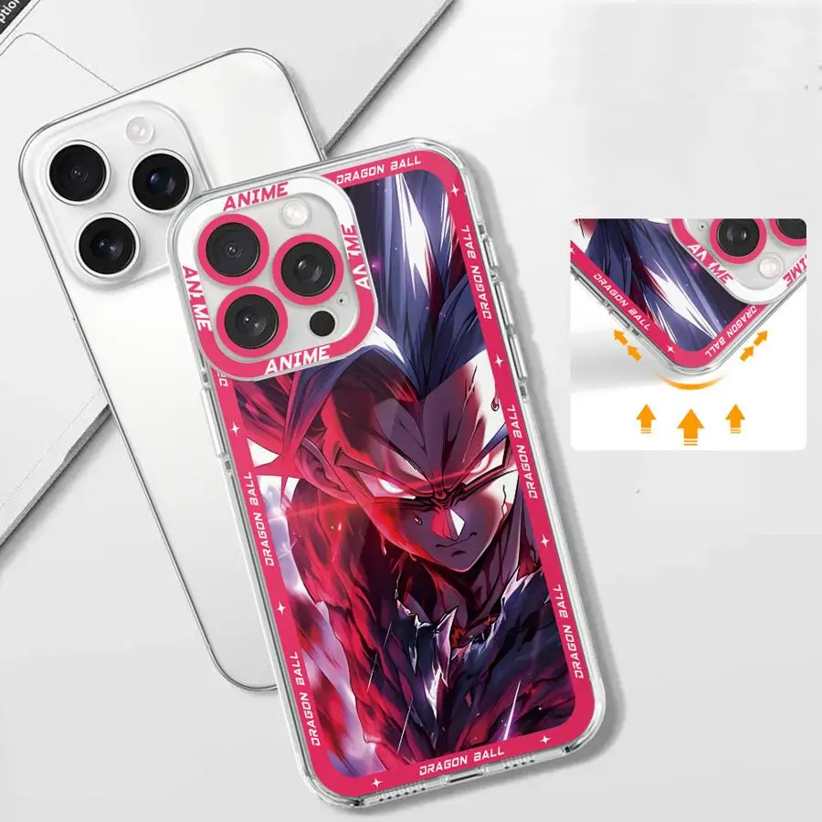 حافظة شفافة لهاتف آيفون 13 12 11 Pro MAX XR 16e 16 15 14 Plus 17 Air 12 Mini 7 8 Dragon Ball Gohan Vegeta Goku