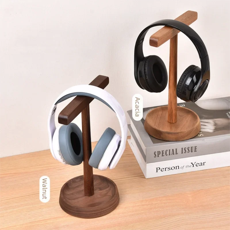 Walnut Wood Headphone Stand, Anti-scratch Holder for Over-ear Headsets, Ideal for Desk, Gaming & Office,Perfect for Desk & Home