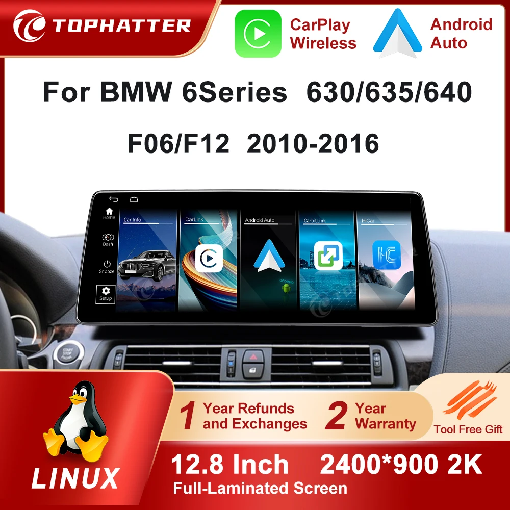 

CarPlay For BMW 6 Series 630/635/640 2010-2016 F06/F12 12.8in 2K Screen Car Radio LInux Multimedia Player Navi Head Unit 360