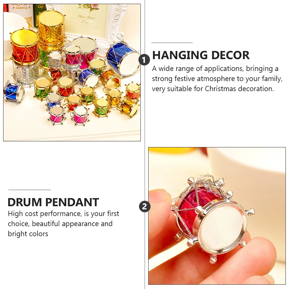 30 Pcs Christmas Drum Party Decorative Pendant Tree Accessory Xmas Ornaments Pvc Hanging