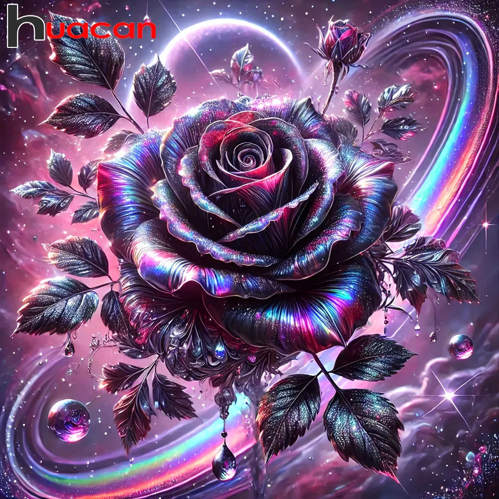 Huacan Volldiamantgemälde Rose Diamant Stickerei Blume Komplettset Handgemachtes Geschenk