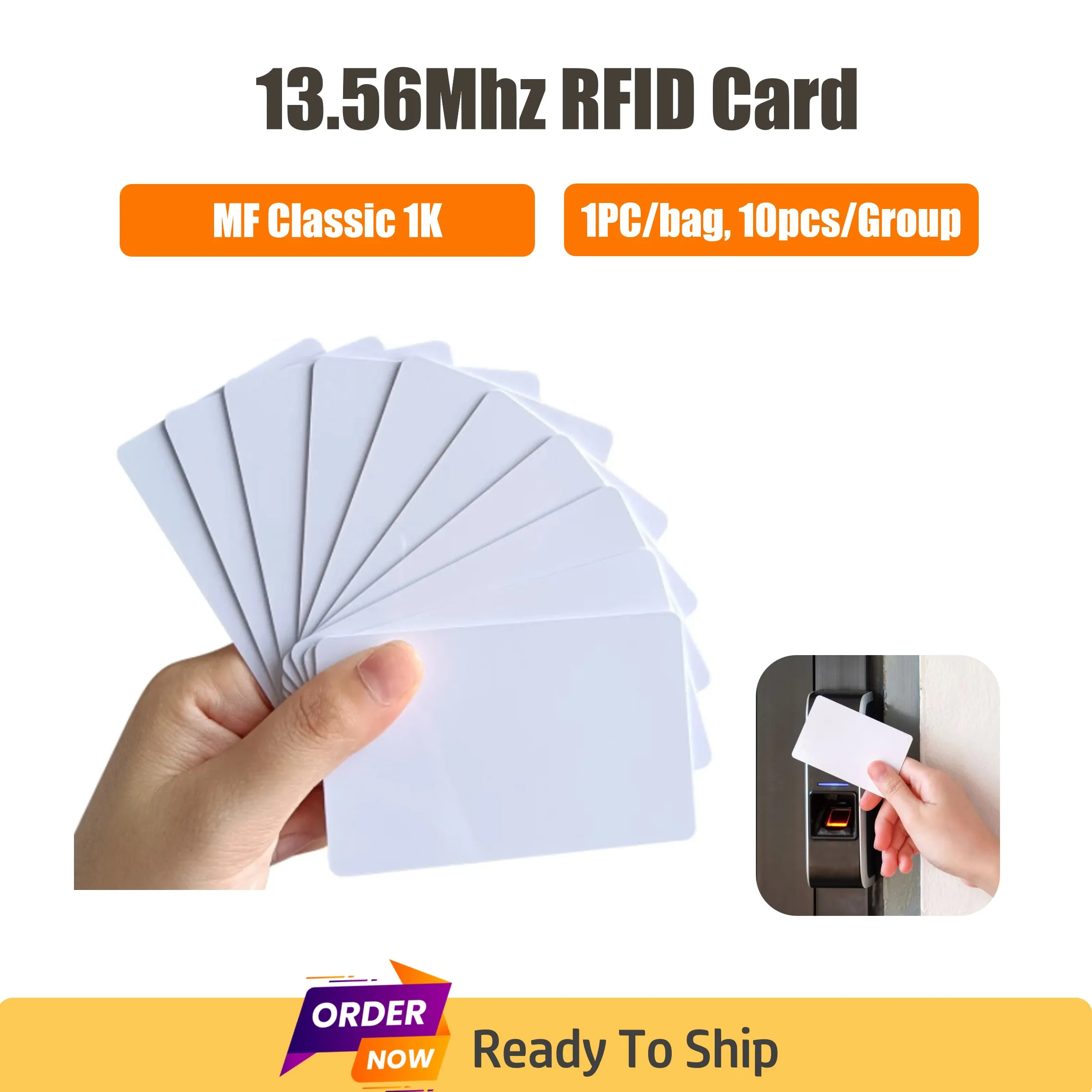 Tarjetas IC RFID de alta frecuencia, 5 piezas, 13,56 mhz, MF Classic 1K S50, tarjeta de proximidad blanca para Control de acceso, bloqueo de puerta, tiempo de asistencia