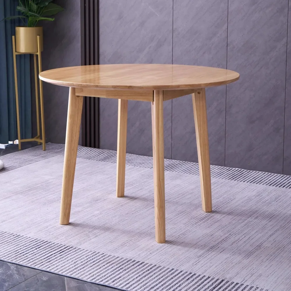 Solid wood round table Nordic modern minimalist solid wood round table dining balcony to discuss table combination small apartme