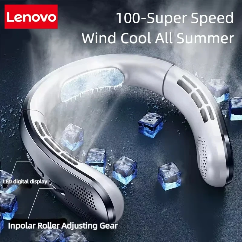 Ventilateur électrique suspendu au cou Xiaomi 8000mAh, Mini ventilateur portable sans lame, rechargeable, silencieux, affichage numérique LED, refroidisseur d'air pour l'extérieur