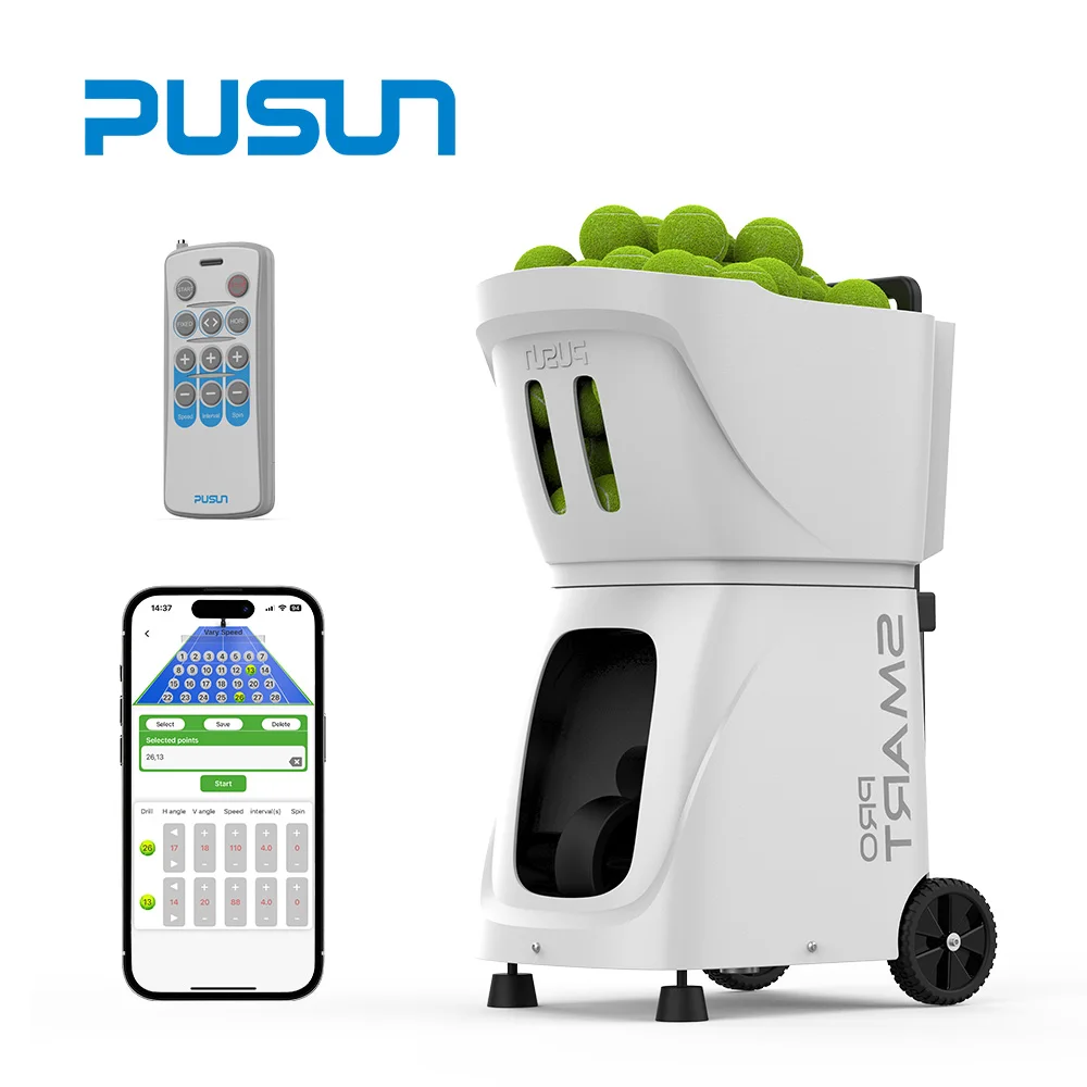 2026 Tennis Ball Machine Coach Pusun Automatic APP Control Tennis Ball Launch Training Equipment Shooting Machine