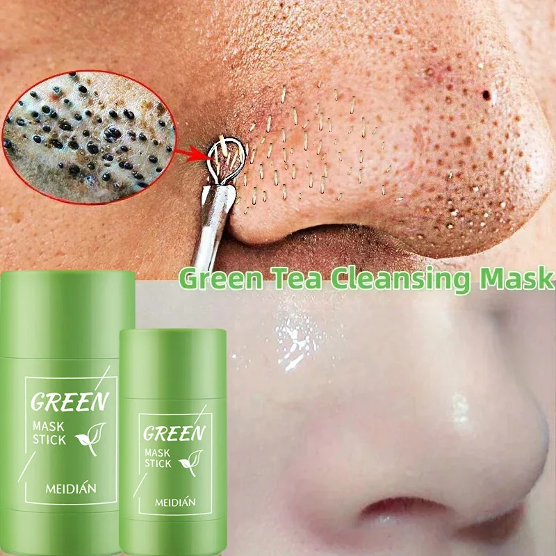 Face Clean Mask Green Tea Cleansing Stick Mask Shrink pores Deep Blackhead Remover facial Cleansing for Moisturizing Mask