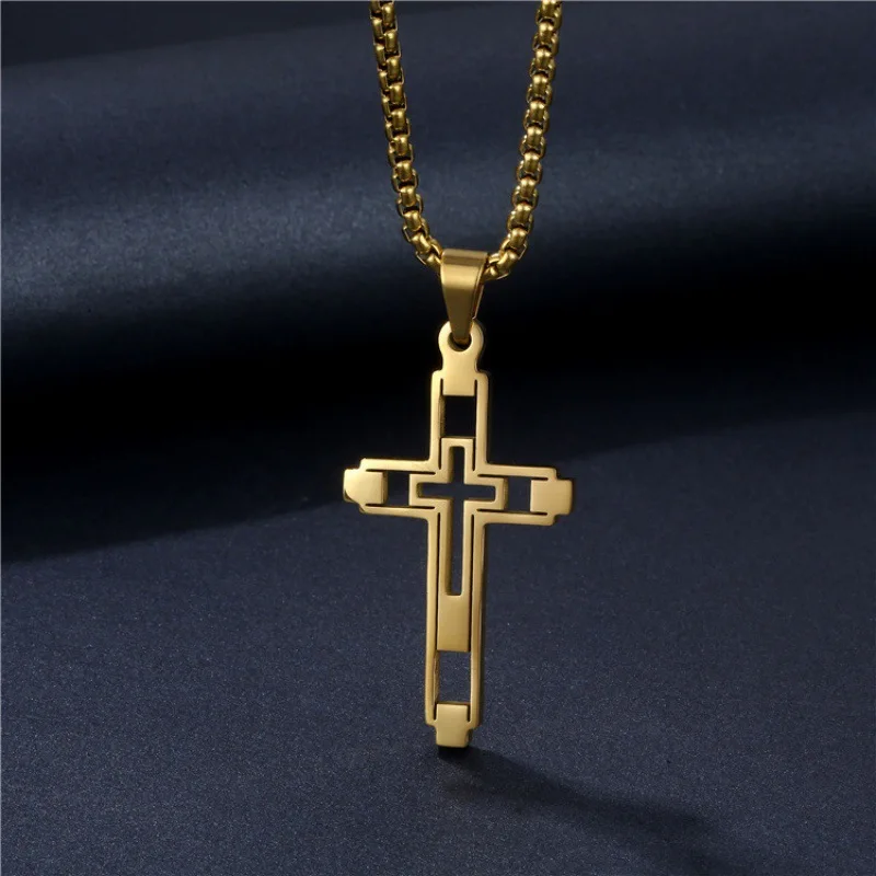 New European and American Colorless Jewelry Necklace Cross Accessories High end Boys Handsome Street Style Cosplay Accessories