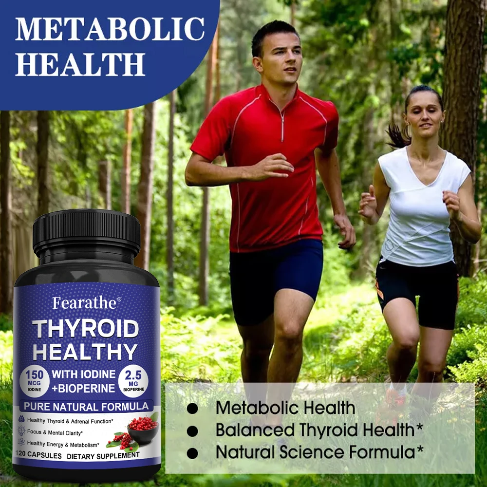 Fearathe Thyroid Support Complex Supplement - Energy, Focus, Boosts Brain Function and Metabolism, Concentration, Vitamin B12