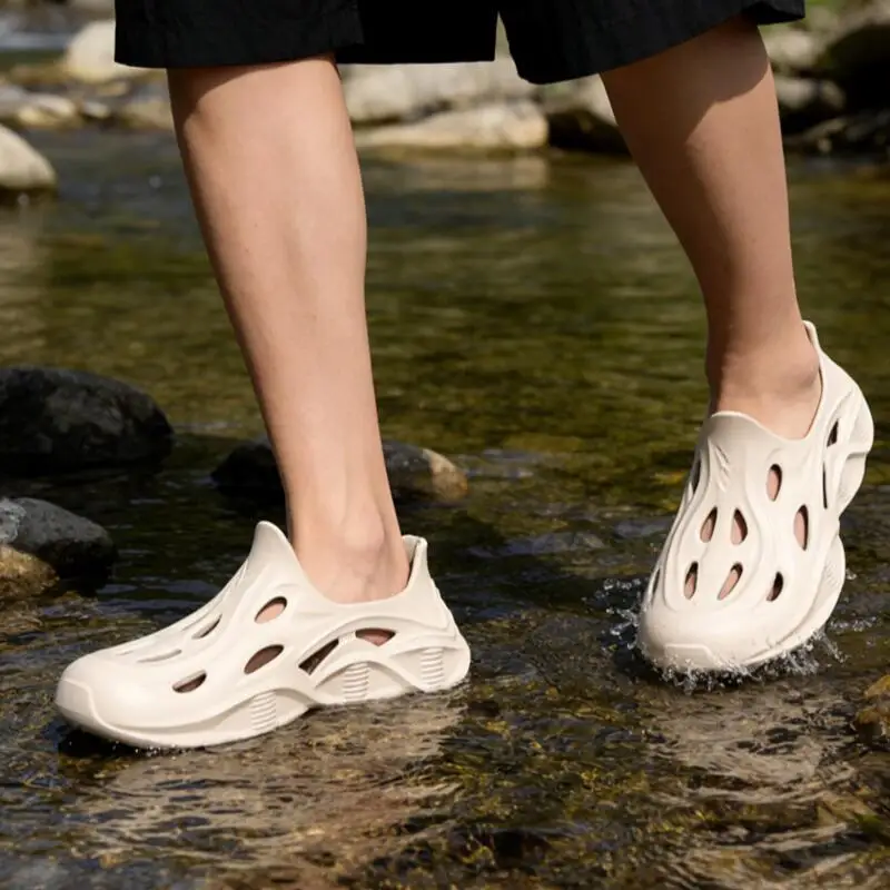 

Мужские летние сабо с толстой подошвой 2026: дышащие, перфорированные, водонепроницаемые кроссовки из ЭВА, нескользящие, для воды и повседневной носки