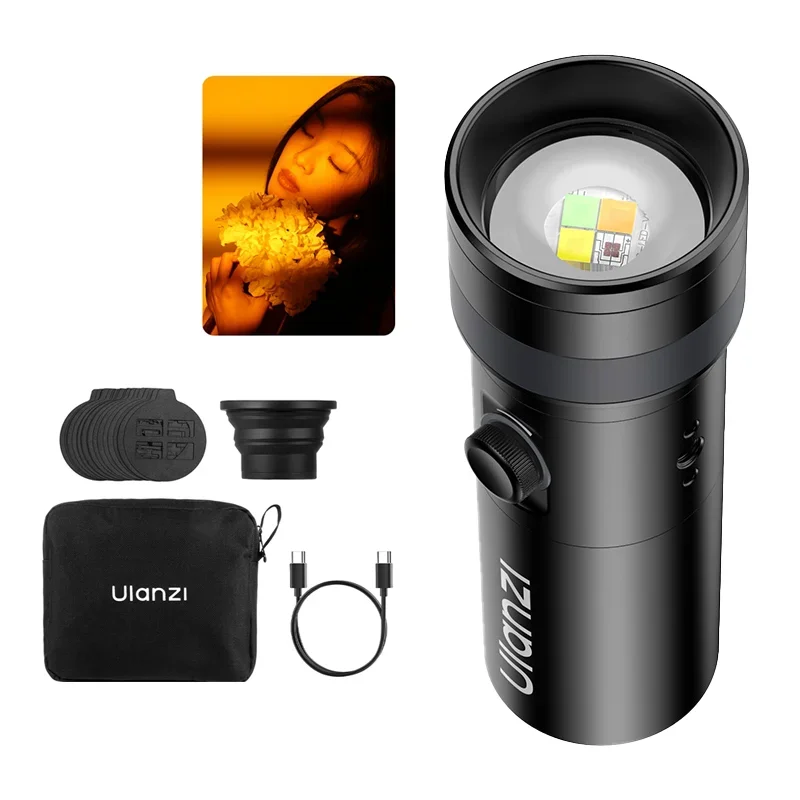 Ulanzi LM01 RGB 10W photographie lampe de poche 4 couleurs gradation vidéo Flash lumière LED 7500mAh avec 1/4 "vis 20 Gobo Live Vlog
