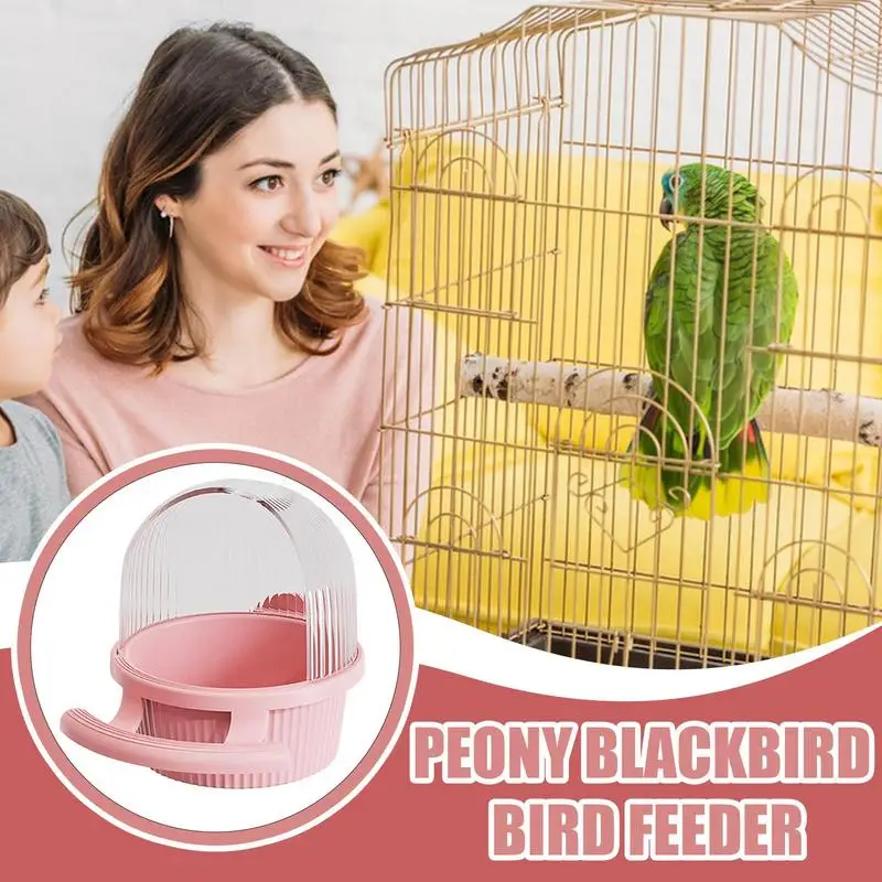 Cage Bird Feeder Bird Cage Feeder Dispenser Anti-Splash Parakeet Feeder Food Container For Parrots Pigeons Peony Cockatiels