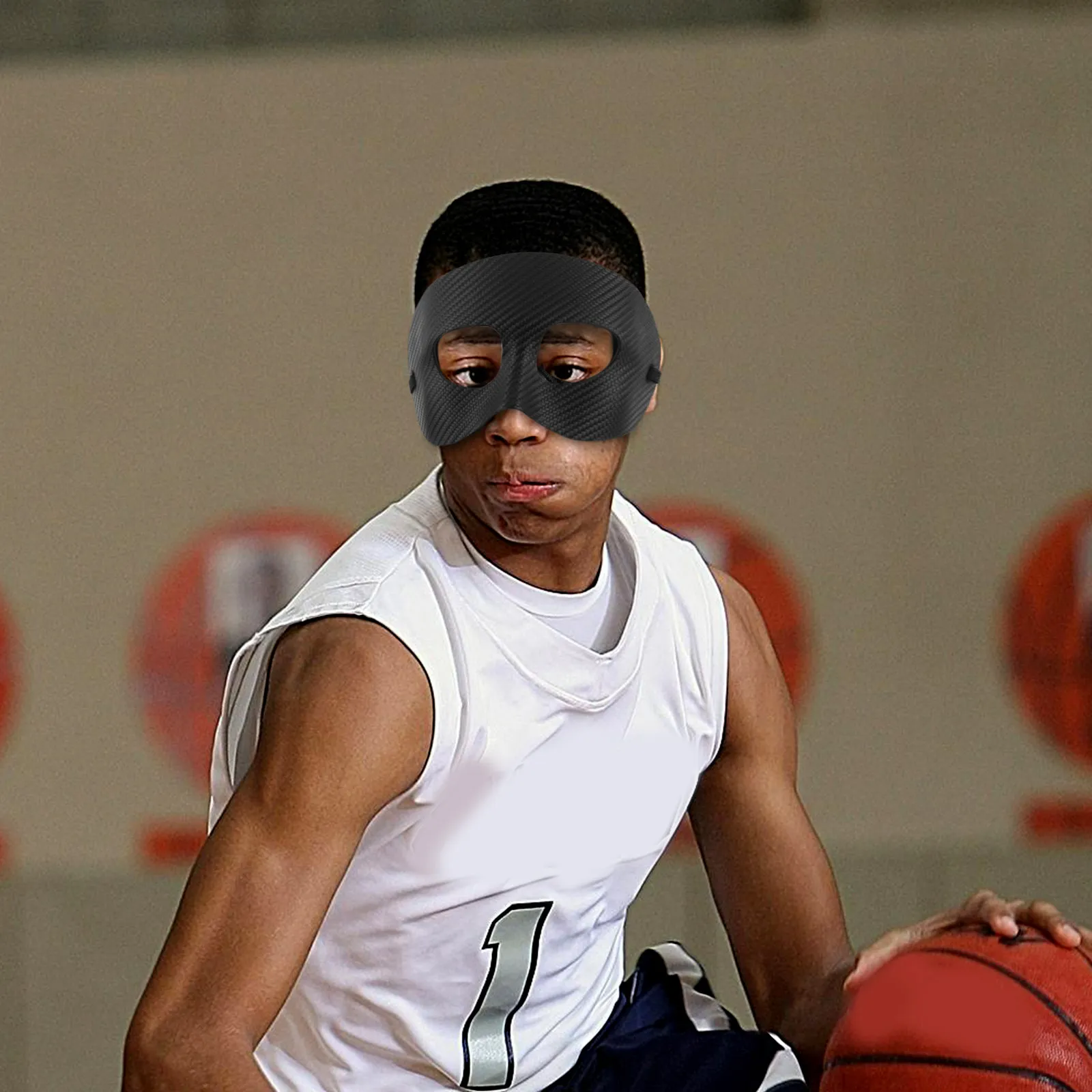 Black Nose Guard Sports Mask Nose Cheek Protection for Men Basketball Football Adult Face Guard Competition Male Masquerade Mask