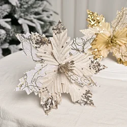 Christmas Sequins Flannelet, Simulation Flower, Christmas Tree Wreath, DIY Accessories, Floral Tabletop Ornaments, High-grade