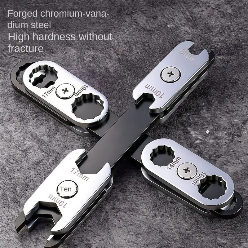 A25F-Plum Wrench Universal Torx Hex Wrench 8 In One Automotive Repair Tool Adjustable 360° Rotatable Mechanical Tool