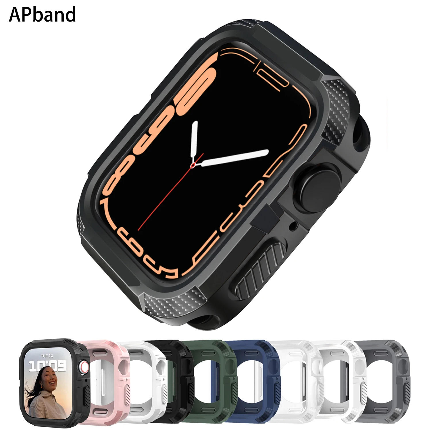 Rugged Cover For Apple Watch Case 45mm 44mm 40mm 41mm  iWatch Accessorie TPU Screen Protector iwatch series 4 5 6 SE 7 8 cover