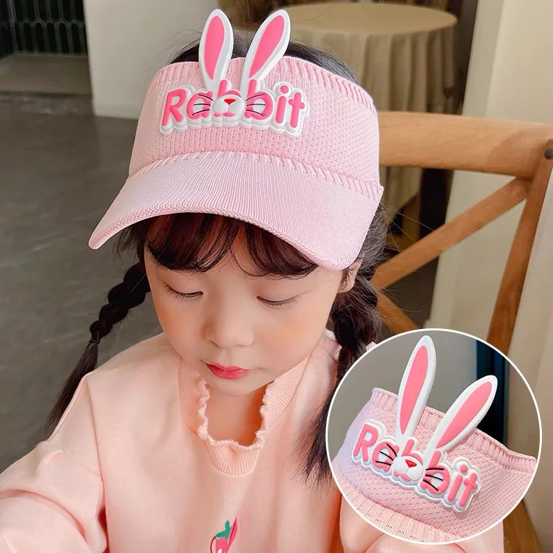 Baby Hat Summer Weave Folding Visor Baby Cap Lovely Rabbit Soft Cute Adjustable Kids Sun Hat For Boys Girls Child Cap 2-8 Years