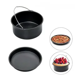 1pc Round Cake Mold 6/7/8 Inch Non Stick Baking Pan Tray Molds Air Fryer Basket With Handles Bakeware Pizza Oven Baking Pans