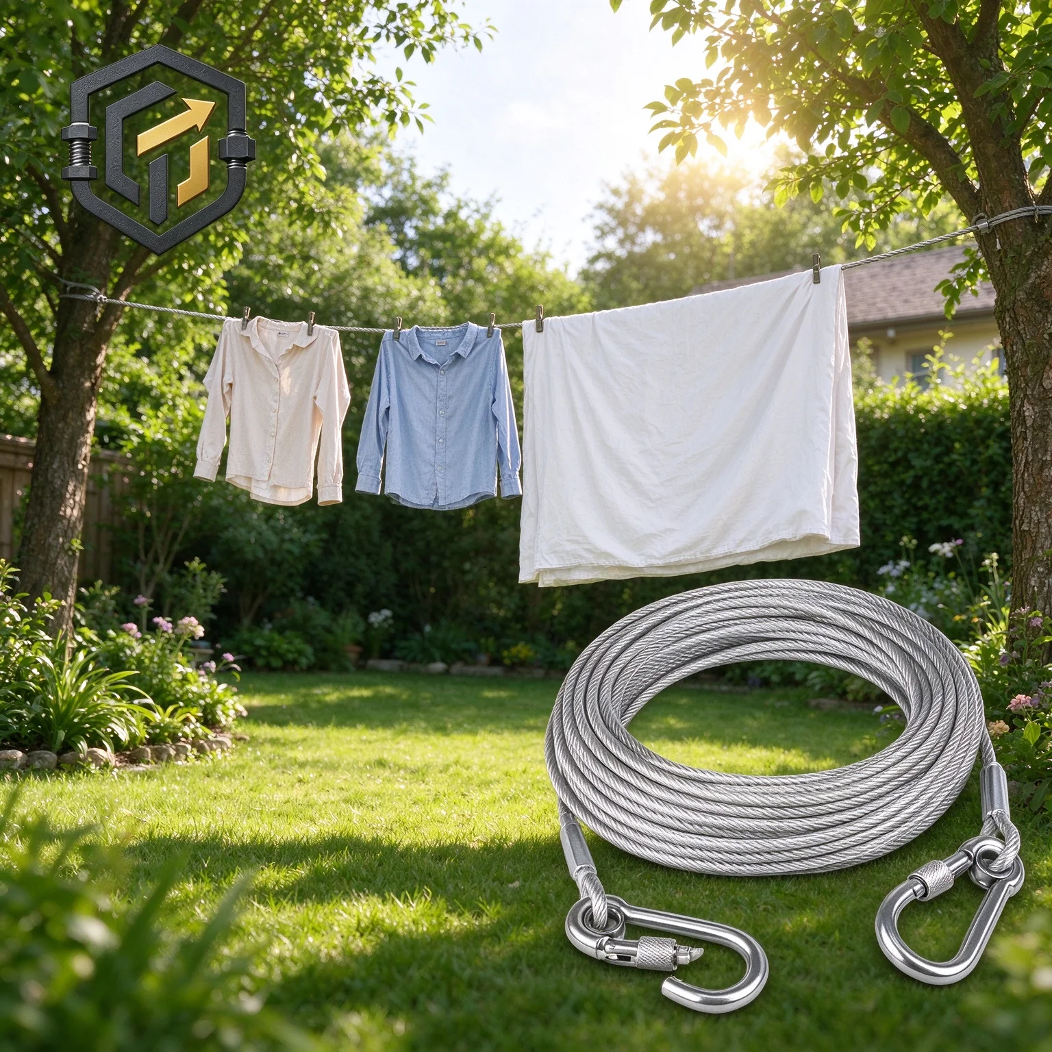 Outdoor PVC Coated Steel Wire Clothesline, Rust Resistant  Cable Balcony Quilt Drying RopeYard Dog Tie Out Cable Hanging Rope
