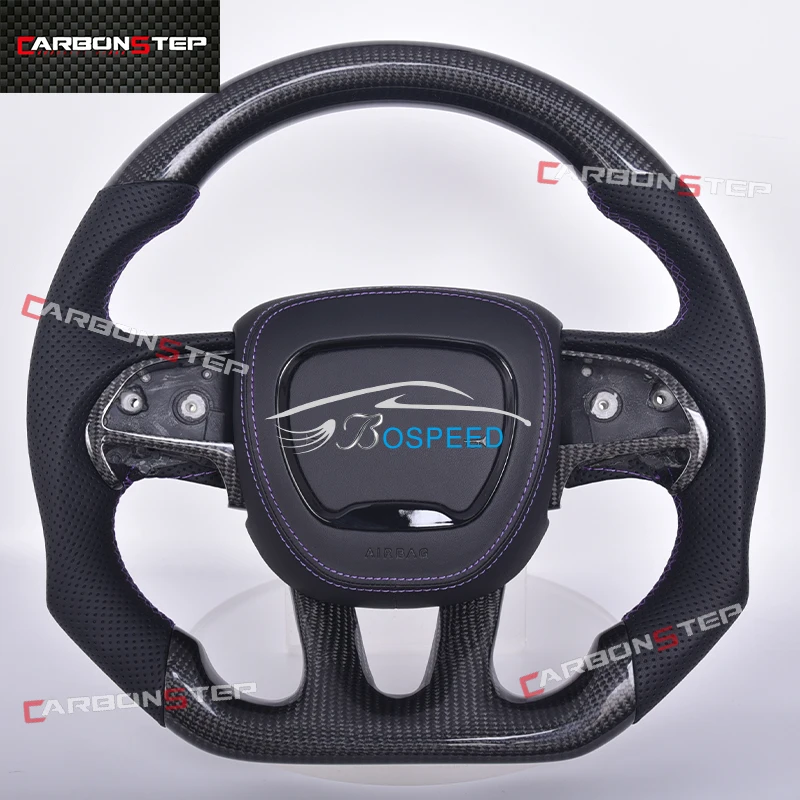 

Leather Suede Heated Forged Carbon Fiber Led Steering Wheel For Dodge Charger Ram 1500 Challenger Journey Durango Custom Upgrade