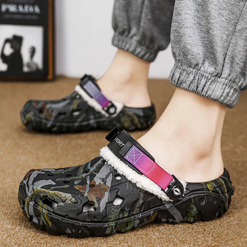 Neue Herren-Winterhausschuhe, bequeme warme Hausschuhe, abnehmbare Sommersandalen, lässige rutschfeste Plüsch-Fellhausschuhe für Herren – Detail 12